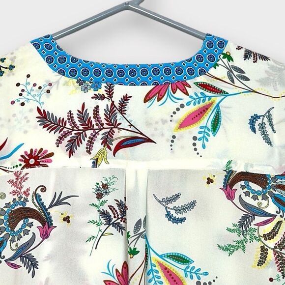 NWOT Talbots Band Collar Popover Top Blouse Cream Floral Long Sleeve size L - Picture 8 of 13